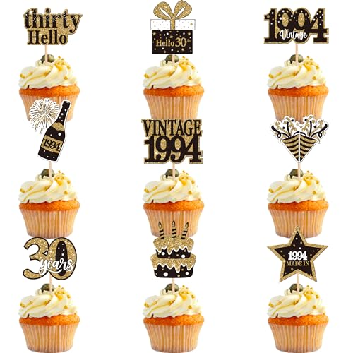 36 Stück 30th Geburtstag Tortendeko Vintage 1993 Cupcake Toppers 30 Fabulous Nummer 1993 Cupcake Picks glücklich 30 Geburtstag Hochzeitstag Party Kuchen Dekorationen Zubehör von SYKYCTCY