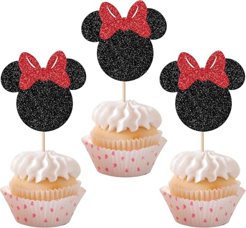 36 Stück Maus Inspiriert Tortendeko Glitzer Maus Cupcake Toppers mit Fliege für Baby Dusche Kinder Geburtstag Party Kuchen Dekorationen Schwarz Rot 36 Stück Maus Inspiriert Tortendeko Glitzer Maus Cupcake Toppers mit Fliege für Baby Dusche Kinder Geburtstag Party Kuchen Dekorationen Schwarz Rot von SYKYCTCY