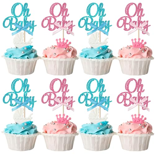 36 Stück Oh Baby Tortendeko Glitzer Baby Dusche Kuchen Deko mit Die Fliege für Baby Dusche Geschlecht Reveal Thema Party Kuchen Dekorationen Blau Rosa 36 Stück Oh Baby Tortendeko Glitzer Baby Dusche Kuchen Deko mit Die Fliege für Baby Dusche Geschlecht Reveal Thema Party Kuchen Dekorationen Blau Rosa von SYKYCTCY