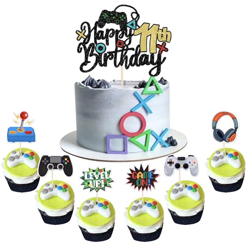 37 Stück Happy 11th Birthday Tortendeko Glitzer Videospiel Kuchen Deko Spiel auf Controller Prost auf 11 Jahre Cupcake Toppers für Gaming Thema Jungen Mädchen 11th Geburtstag Party Kuchen Dekorationen 37 Stück Happy 11th Birthday Tortendeko Glitzer Videospiel Kuchen Deko Spiel auf Controller Prost auf 11 Jahre Cupcake Toppers für Gaming Thema Jungen Mädchen 11th Geburtstag Party Kuchen Dekorationen von SYKYCTCY
