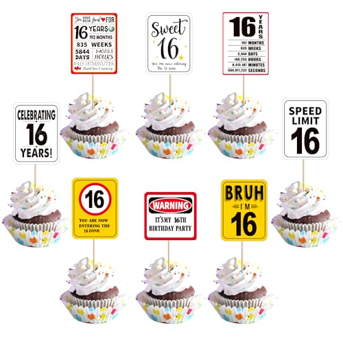 40 Stück 16th Geburtstag Kuchen Deko Sweet 16 Cupcake Toppers Prost auf 16 Jahre Tortendeko für Mädchen Junge 16. Geburtstag Jahrestag Party Kuchen Dekorationen 40 Stück 16th Geburtstag Kuchen Deko Sweet 16 Cupcake Toppers Prost auf 16 Jahre Tortendeko für Mädchen Junge 16. Geburtstag Jahrestag Party Kuchen Dekorationen von SYKYCTCY