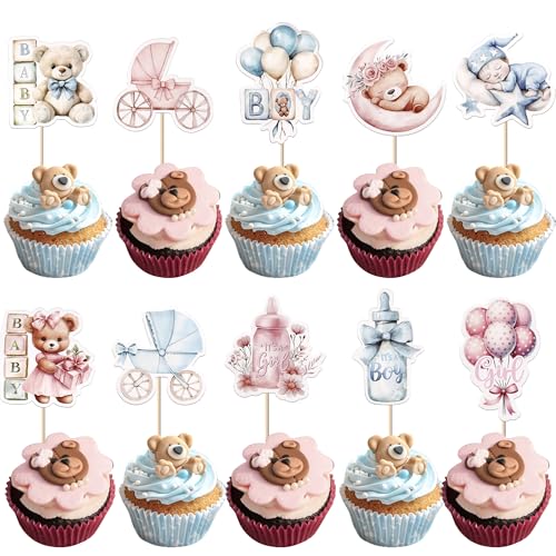 40 Stück Baby Dusche Tortendeko Bären Ballon Kuchen Deko It's a Boy Cupcake Toppers Baby Girl Cupcake Dekorationen für Geschlecht Enthüllt Baby Dusche Geburtstag Party Kuchen Dekorationen Blau Rosa 40 Stück Baby Dusche Tortendeko Bären Ballon Kuchen Deko It's a Boy Cupcake Toppers Baby Girl Cupcake Dekorationen für Geschlecht Enthüllt Baby Dusche Geburtstag Party Kuchen Dekorationen Blau Rosa von SYKYCTCY