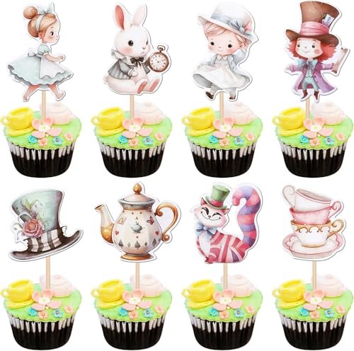 40 Stück Magische Alice Cake Topper Glitzer Eat Me Tortendeko Hut Hasen Uhr Fee Kuchen Deko für Magie Alice Thema Baby Dusche Geburtstag Party Cupcake Dekoration 40 Stück Magische Alice Cake Topper Glitzer Eat Me Tortendeko Hut Hasen Uhr Fee Kuchen Deko für Magie Alice Thema Baby Dusche Geburtstag Party Cupcake Dekoration von SYKYCTCY