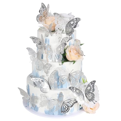 42 Stück Schmetterling Tortendeko 3D DIY Schmetterling Cupcake Toppers Lebendige Butterfly Kuchen Deko für Baby Dusche Hochzeit Jahrestag Geburtstag Party Kuchen Dekoendeko Silber 42 Stück Schmetterling Tortendeko 3D DIY Schmetterling Cupcake Toppers Lebendige Butterfly Kuchen Deko für Baby Dusche Hochzeit Jahrestag Geburtstag Party Kuchen Dekoendeko Silber von SYKYCTCY