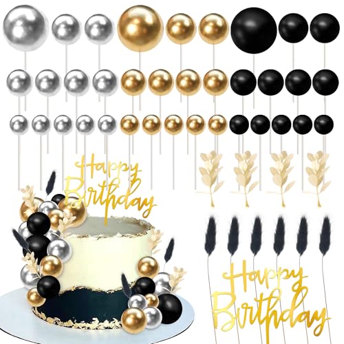 52 Stück Boho Natürliche Kugeln Tortendeko Happy Birthday Cake Toppers Gras Kuchen Deko Kugel Cupcake Toppers für Baby Dusche Kinder Geburtstag Hochzeit Party Kuchen Dekorationen Schwarz Gold Silber 52 Stück Boho Natürliche Kugeln Tortendeko Happy Birthday Cake Toppers Gras Kuchen Deko Kugel Cupcake Toppers für Baby Dusche Kinder Geburtstag Hochzeit Party Kuchen Dekorationen Schwarz Gold Silber von SYKYCTCY