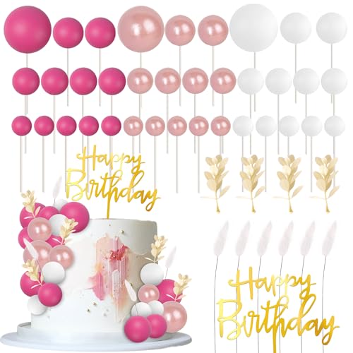 52 Stück Kugeln Tortendeko Gras Kuchen Deko Happy Birthday Cake Toppers Natürliche Boho Kugel Cupcake Toppers für Baby Dusche Geburtstag Hochzeit Jahrestag Party Kuchen Dekorationen Weiß Rosa Rosarot 52 Stück Kugeln Tortendeko Gras Kuchen Deko Happy Birthday Cake Toppers Natürliche Boho Kugel Cupcake Toppers für Baby Dusche Geburtstag Hochzeit Jahrestag Party Kuchen Dekorationen Weiß Rosa Rosarot von SYKYCTCY