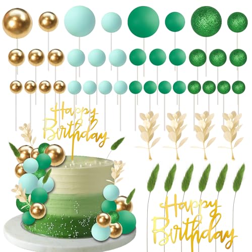 52 Stück Kugeln Tortendeko Happy Birthday Cake Toppers Natürliche Boho Kugel Kuchen Deko Gras Cupcake Toppers für Baby Dusche Geburtstag Hochzeit Jahrestag Party Kuchen Dekorationen Grün Gold 52 Stück Kugeln Tortendeko Happy Birthday Cake Toppers Natürliche Boho Kugel Kuchen Deko Gras Cupcake Toppers für Baby Dusche Geburtstag Hochzeit Jahrestag Party Kuchen Dekorationen Grün Gold von SYKYCTCY