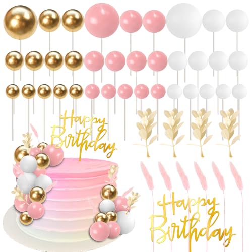 52 Stück Kugeln Tortendeko Happy Birthday Cake Toppers Natürliche Boho Kugel Kuchen Deko Gras Cupcake Toppers für Baby Dusche Geburtstag Hochzeit Jahrestag Party Kuchen Dekorationen Rosa Weiß Gold 52 Stück Kugeln Tortendeko Happy Birthday Cake Toppers Natürliche Boho Kugel Kuchen Deko Gras Cupcake Toppers für Baby Dusche Geburtstag Hochzeit Jahrestag Party Kuchen Dekorationen Rosa Weiß Gold von SYKYCTCY
