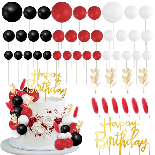 52 Stück Kugeln Tortendeko Happy Birthday Cake Toppers Natürliche Boho Kugel Kuchen Deko Gras Cupcake Toppers für Baby Dusche Geburtstag Hochzeit Jahrestag Party Kuchen Dekorationen Weiß Schwarz Rot 52 Stück Kugeln Tortendeko Happy Birthday Cake Toppers Natürliche Boho Kugel Kuchen Deko Gras Cupcake Toppers für Baby Dusche Geburtstag Hochzeit Jahrestag Party Kuchen Dekorationen Weiß Schwarz Rot von SYKYCTCY