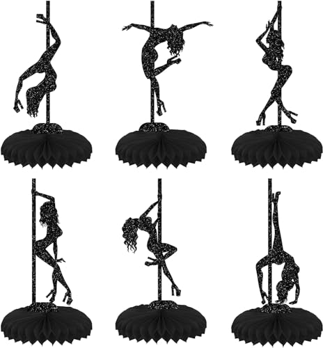 6 Stück Pole Dance Mädchen Tischdeko Glitzer Pole Dancing Wabe Dekorationen Pole Dancers Musik Thema Tischdeko Musik Thema Geburtstag Tortendeko für Hochzeit Verlobung Party Tischdekoration von SYKYCTCY