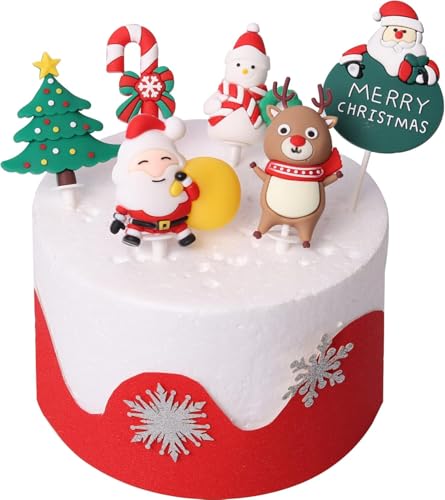 6 Stück Weihnachtsmann Claus Frohe Weihnachten Tortendeko Harz kleine Figur Stock Schneemann Hirsch Weihnachts Baum Kuchen Deko für Merry Christmas Theme Holiday Party Kuchen Dekorationen 6 Stück Weihnachtsmann Claus Frohe Weihnachten Tortendeko Harz kleine Figur Stock Schneemann Hirsch Weihnachts Baum Kuchen Deko für Merry Christmas Theme Holiday Party Kuchen Dekorationen von SYKYCTCY