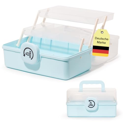 SYLANDO 27,5 cm Aufbewahrungsbox mit fächern, Sortierboxen, Nähkasten, Bastelkoffer leer, Medicine Organizer Box, Angelkoffer, Aufbewahrung for Kleinteile, Haargummi (Blau) von SYLANDO
