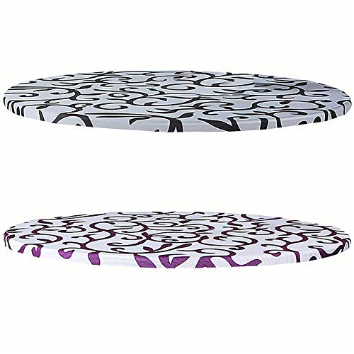 SYLC Runde Tischdecken für runde Tische, Wachstuch, rund, rutschfest, waschbar, Tischschutz, rund, abwischbar, hitzebeständig (weiß & lila, 60 cm) von SYLC