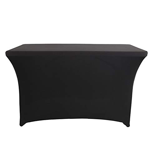 SYLC Spandex-Tischdecken für rechteckige Tische, dehnbar, enganliegend, passend für Klapptisch, Hochzeit, Party, Schönheit, Veranstaltung, Dekoration, Küche (schwarz, 150 cm) von SYLC