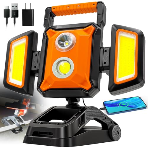 SYLSTAR Akku Strahler 40W, 4000LM Baustrahler LED mit Klemme, Faltbarer & 360° Drehbarer Arbeitsleuchte LED Akku mit 5 Modi, Tragbare Arbeitsleuchte mit Magnet für Baustelle, Werkstatt, Garage SYLSTAR Akku Strahler 40W, 4000LM Baustrahler LED mit Klemme, Faltbarer & 360° Drehbarer Arbeitsleuchte LED Akku mit 5 Modi, Tragbare Arbeitsleuchte mit Magnet für Baustelle, Werkstatt, Garage von SYLSTAR
