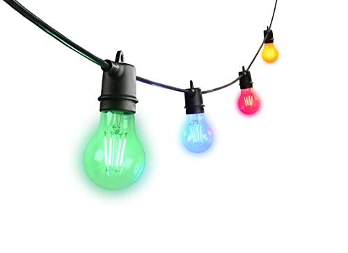 SYLVANA Lichterkette YourHome Festoon String Kit, erweiterbare 12m LED Deko Glühbirnen Girlande für Außen mit 12 bunten LED Lampen, inkl. 12 Lampenhalterungen, 15000 Stunden Lebensdauer, Mehrfarbig von SYLVANIA