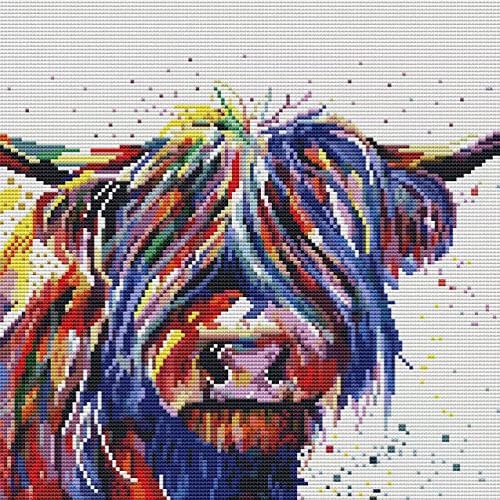 SYMON Kreuzstich-Set für Erwachsene, Hochlandkuh, 11-fädiges gedrucktes Kreuzstich-Set, 40 x 40 cm SYMON Kreuzstich-Set für Erwachsene, Hochlandkuh, 11-fädiges gedrucktes Kreuzstich-Set, 40 x 40 cm von SYMON