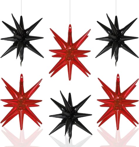 Luftballons Stern 6 Stück Explosion Stern Ballon, 22 Zoll Folienballons Stern, Luftballons Rot Schwarz Luftballons Helium, Explosion Stern Folienballons für Geburtstags Hochzeits Abschlussfeier Deko Luftballons Stern 6 Stück Explosion Stern Ballon, 22 Zoll Folienballons Stern, Luftballons Rot Schwarz Luftballons Helium, Explosion Stern Folienballons für Geburtstags Hochzeits Abschlussfeier Deko von SYNERVO