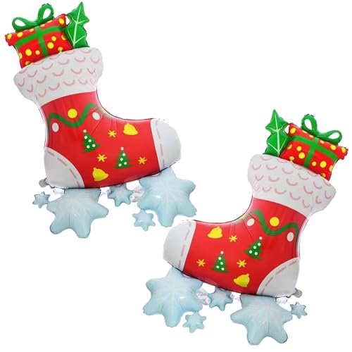 2 Stück Weihnachtsstrumpf Standfuß Folienballons Set für Weihnachtszeit Mottopartys 2 Stück Weihnachtsstrumpf Standfuß Folienballons Set für Weihnachtszeit Mottopartys von SYNUO