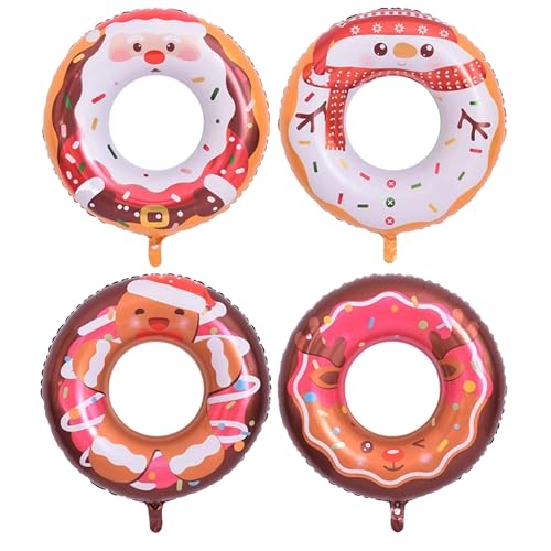4 Stück Weihnachten Motto Donut Folienballon Set:2 Weihnachtsmann Donut & 2 Lebkuchenmann Donut Folienballons - Ideal für Weihnachten und Festival Mottopartys 4 Stück Weihnachten Motto Donut Folienballon Set:2 Weihnachtsmann Donut & 2 Lebkuchenmann Donut Folienballons - Ideal für Weihnachten und Festival Mottopartys von SYNUO