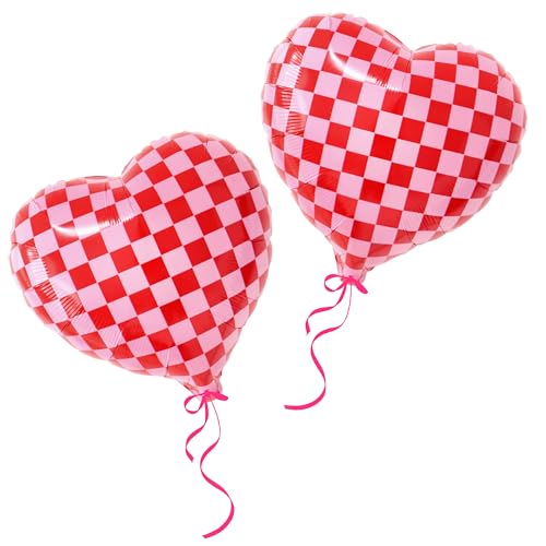 Folienballon-Set mit rosa karierten Herzen, für Mädchengeburtstage, Kinderpartys, Frauen- und Liebesveranstaltungen, 2 Stück Folienballon-Set mit rosa karierten Herzen, für Mädchengeburtstage, Kinderpartys, Frauen- und Liebesveranstaltungen, 2 Stück von SYNUO