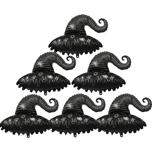 Folienballons mit Zaubererhut, Halloween-Dekorationen mit Hexen-Motiv, Aluminiumfolien-Ballons für Partyzubehör, 6 Stück von SYNUO