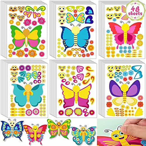 48 Pcs Schmetterlingsaufkleber, Schmetterling Aufkleber-Machen Sie Ihre eigenen Aufkleber, DIY Schmetterling Party Gefälligkeiten für Kinder, Schmetterling Aufkleber als Festival Geschenke Belohnungen von SYOZPXY