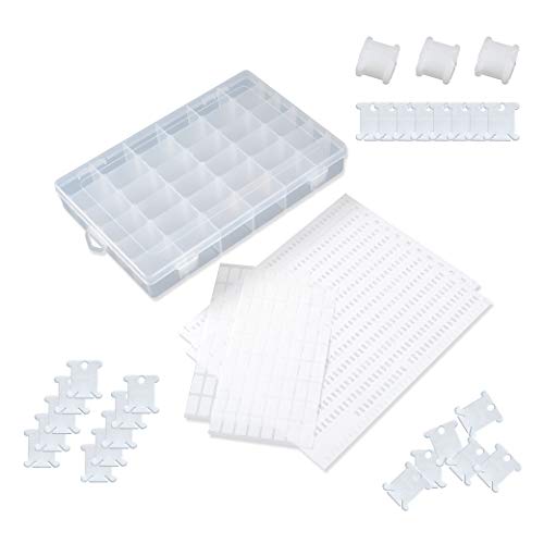 120 Stück Kunststoff-Garnspulen mit 36 Rastern, Sticktwist Stickgarn, Kreuzstich, Organizer-Box, weiß 120 Stück Kunststoff-Garnspulen mit 36 Rastern, Sticktwist Stickgarn, Kreuzstich, Organizer-Box, weiß von SYS
