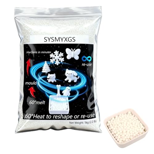 Formbare Plastikgranulate 1000g Wiederverwendbar Thermoplast für DIY weihnachten deko, Vorübergehend Reparieren, Bildhauerei, Halloween Vampirzähne Reißzähne (1000g) von SYSMYXGS