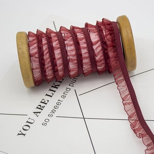 1.5cm * 50 Yards Plissee Organza Spitzenband,Vintage Elastizität Spitzenband Geraffte Rüschen Chiffonband Spitzenstoff Spitzenborte für Handwerk Nähen Kleid DIY Handgemachte Dekoration -Weinrot 1.5cm * 50 Yards Plissee Organza Spitzenband,Vintage Elastizität Spitzenband Geraffte Rüschen Chiffonband Spitzenstoff Spitzenborte für Handwerk Nähen Kleid DIY Handgemachte Dekoration -Weinrot von SYSUII