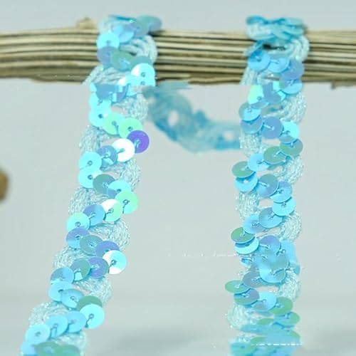 1.8cm * 12m Glänzend Geflochten Zierband Paillettenband Paillettenschnur Flache Glitzerband Borten Pailletten Bänder Paillettenrolle für Nähen,Schmuck Machen,Basteln, Kleid Dekorieren-Himmelblau 1.8cm * 12m Glänzend Geflochten Zierband Paillettenband Paillettenschnur Flache Glitzerband Borten Pailletten Bänder Paillettenrolle für Nähen,Schmuck Machen,Basteln, Kleid Dekorieren-Himmelblau von SYSUII
