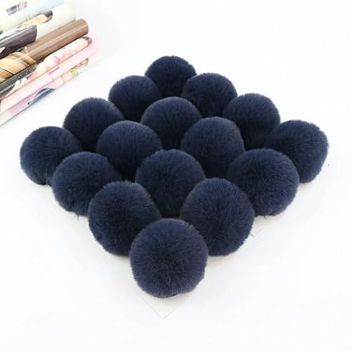 10 Stück 6cm Kunstfell Pompon Fellbommel Kunstfell Bommel Pompon Pom Ball DIY Fell Pom Poms für Damen Mädchen Mützen Beanies Tasche Weihnachtsdekoration Schlüsselanhänger Dekoration -Dunkelblau von SYSUII