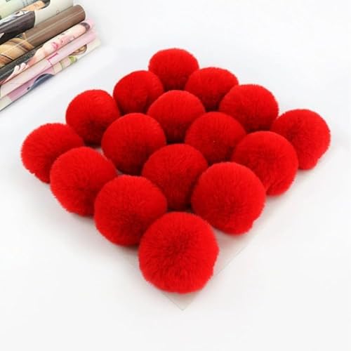 10 Stück 6cm Kunstfell Pompon Fellbommel Kunstfell Bommel Pompon Pom Ball DIY Fell Pom Poms für Damen Mädchen Mützen Beanies Tasche Weihnachtsdekoration Schlüsselanhänger Dekoration -Rot von SYSUII