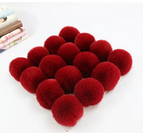 10 Stück 6cm Kunstfell Pompon Fellbommel Kunstfell Bommel Pompon Pom Ball DIY Fell Pom Poms für Damen Mädchen Mützen Beanies Tasche Weihnachtsdekoration Schlüsselanhänger Dekoration -Weinrot von SYSUII