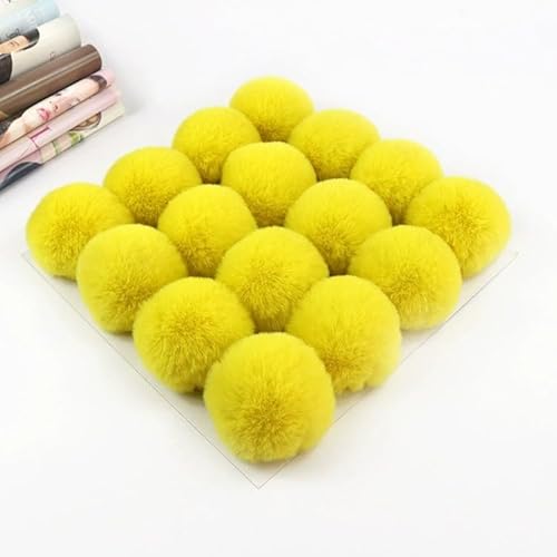 10 Stück 8cm Kunstfell Pompon Fellbommel Kunstfell Bommel Pompon Pom Ball DIY Fell Pom Poms für Damen Mädchen Mützen Beanies Tasche Weihnachtsdekoration Schlüsselanhänger Dekoration -Gelb von SYSUII