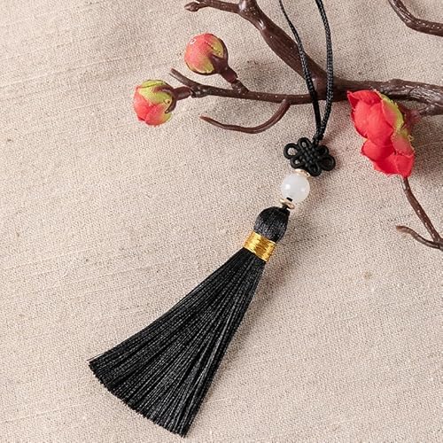 10 Stücke Mini Quasten,Handgemachte Seidige Quaste Schlüsselanhänger mit Perlen Lesezeichen Quaste Anhänger Kleinen Chinesischen Knoten für DIY Schmuck Ohrring Basteln Schlüsselanhänger -Schwarz 10 Stücke Mini Quasten,Handgemachte Seidige Quaste Schlüsselanhänger mit Perlen Lesezeichen Quaste Anhänger Kleinen Chinesischen Knoten für DIY Schmuck Ohrring Basteln Schlüsselanhänger -Schwarz von SYSUII