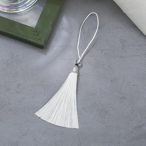 10 Stücke Mini Quasten,Handgemachte Seidige Quasten mit Perlen Lesezeichen Quaste Anhänger Troddeln für DIY Schlüsselanhänger Schmuckherstellung,Lesezeichen,DIY Handwerk Zubehör -Weiß 10 Stücke Mini Quasten,Handgemachte Seidige Quasten mit Perlen Lesezeichen Quaste Anhänger Troddeln für DIY Schlüsselanhänger Schmuckherstellung,Lesezeichen,DIY Handwerk Zubehör -Weiß von SYSUII