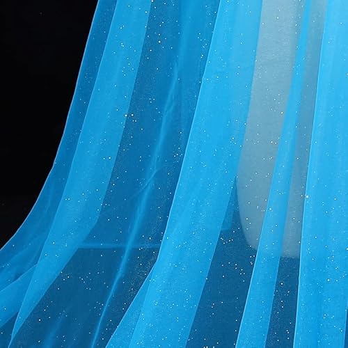 100cm* 160cm Organza Stoffe zum Nähen Meterware,Dekostoff Kostümstoff zum Nähen Leichter Glanz Glitzer Organza Tüllstoff Für Kleidung Dekoration Gardine Vorhänge Tischdecken Deko Schals -Dunkelblau von SYSUII