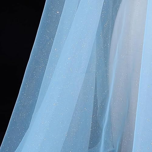 100cm* 160cm Organza Stoffe zum Nähen Meterware,Dekostoff Kostümstoff zum Nähen Leichter Glanz Glitzer Organza Tüllstoff Für Kleidung Dekoration Gardine Vorhänge Tischdecken Deko Schals -Blau von SYSUII