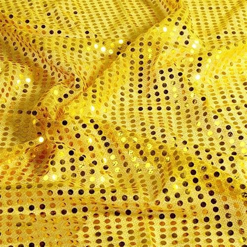 100cm * 1 Yard Tüllstoff Paillettenstoff Glitzer Garn Tüll Deko Stoffe Kostümstoff zum Nähen Glitzer Deko Stoffe für DIY Tutu Rock Hochzeit Kleid Dekoration Fotografie Hintergrund-Gelb von SYSUII