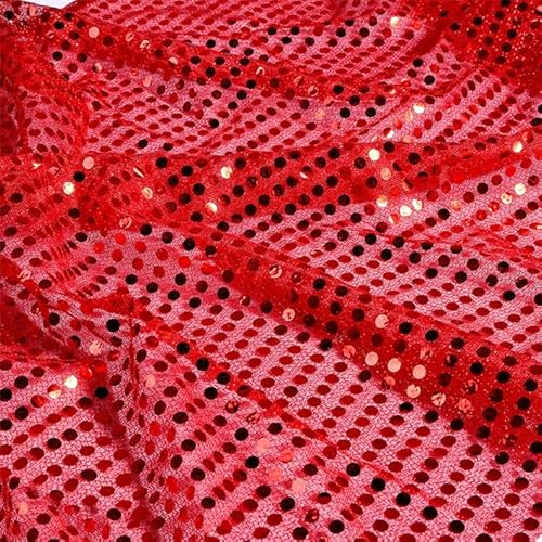 100cm * 1 Yard Tüllstoff Paillettenstoff Glitzer Garn Tüll Deko Stoffe Kostümstoff zum Nähen Glitzer Deko Stoffe für DIY Tutu Rock Hochzeit Kleid Dekoration Fotografie Hintergrund-Rot von SYSUII