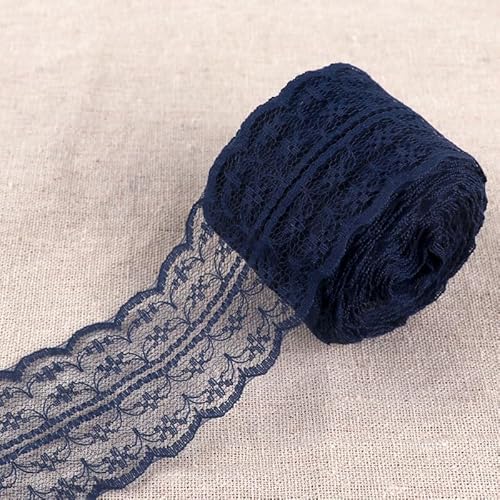 10m Spitzenbordüre Spitzenband 4.5CM Breite Vintage Spitzenstoff Spitzenbesatz Spitzen-Blumen Zierspitze Häkelspitze Dekoband für Nähen Handwerk Hochzeit Deko Scrapbooking Geschenkbox -Navy blau 10m Spitzenbordüre Spitzenband 4.5CM Breite Vintage Spitzenstoff Spitzenbesatz Spitzen-Blumen Zierspitze Häkelspitze Dekoband für Nähen Handwerk Hochzeit Deko Scrapbooking Geschenkbox -Navy blau von SYSUII