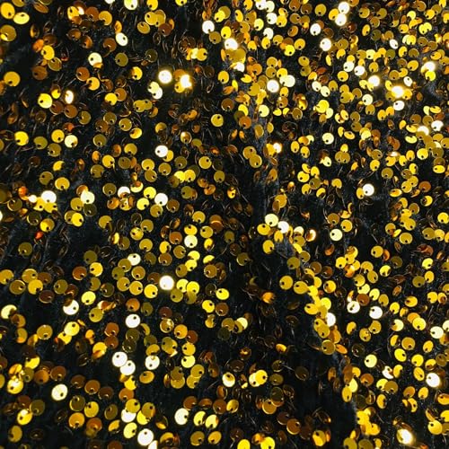 125cm * 1m Tüllstoff Paillettenstoff Glitzer Garn Tüll Deko Stoffe Kostümstoff zum Nähen glitzernder Stoff Tüll Pailletten-Stoff für DIY handgemachte Kleidung Hochzeit Kleid Dekoration-Gold Schwarz 125cm * 1m Tüllstoff Paillettenstoff Glitzer Garn Tüll Deko Stoffe Kostümstoff zum Nähen glitzernder Stoff Tüll Pailletten-Stoff für DIY handgemachte Kleidung Hochzeit Kleid Dekoration-Gold Schwarz von SYSUII