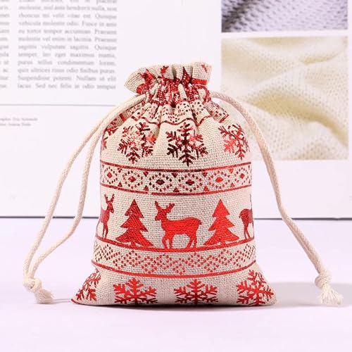 15*20cm 20 Stück Weihnachtssack Weihnachtsmann Sack Leinen Weihnachtstaschen mit Kordelzug Nikolausbeutel zum Befüllen Geschenkesack für Weihnachtsmannkostüm und X-Mas-Dekoration-Schneeflocken-Elch 15*20cm 20 Stück Weihnachtssack Weihnachtsmann Sack Leinen Weihnachtstaschen mit Kordelzug Nikolausbeutel zum Befüllen Geschenkesack für Weihnachtsmannkostüm und X-Mas-Dekoration-Schneeflocken-Elch von SYSUII