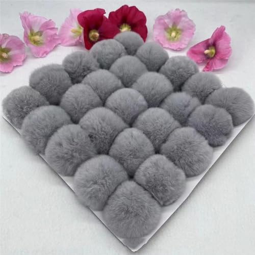 15 Stück 6cm Kunstfell Pompon Fellbommel Bommel Pelz Flauschigen Pompon Ball DIY Fell Pom Poms für Damen Mädchen Mützen Beanies Tasche Weihnachtsdekoration Schlüsselanhänger Dekoration -Grau von SYSUII