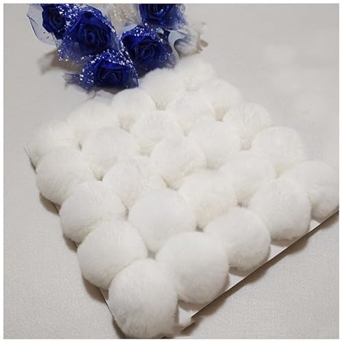 15 Stück 6cm Kunstfell Pompon Fellbommel Bommel Pelz Flauschigen Pompon Ball DIY Fell Pom Poms für Damen Mädchen Mützen Beanies Tasche Weihnachtsdekoration Schlüsselanhänger Dekoration -Weiße von SYSUII