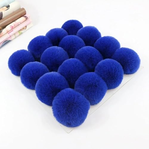15 Stück 6cm Kunstfell Pompon Fellbommel Kunstfell Bommel Pompon Pom Ball DIY Fell Pom Poms für Damen Mädchen Mützen Beanies Tasche Weihnachtsdekoration Schlüsselanhänger Dekoration -Dunkelblau #2 von SYSUII