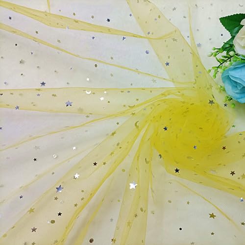 150cm* 1 Yard Tüllstoff,Tüll Deko Stoffe mit Stern Mond Dekostoff Kostümstoff zum Nähen Glanz Glitzer Tüllstoff Für DIY handgemachte Kleidung Dekoration Gardine Vorhänge Tischdecken Deko -Gelb 150cm* 1 Yard Tüllstoff,Tüll Deko Stoffe mit Stern Mond Dekostoff Kostümstoff zum Nähen Glanz Glitzer Tüllstoff Für DIY handgemachte Kleidung Dekoration Gardine Vorhänge Tischdecken Deko -Gelb von SYSUII