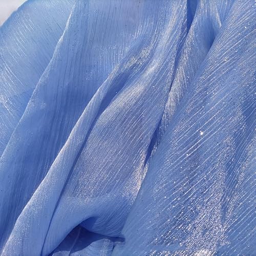 150cm*2m Organza Stoffe zum Nähen Tüllstoff Tüllrolle Glitzer Garn Tüll Deko Stoffe Glitzertüllstoff für Gardine Vorhänge Tischdecken Deko Schals DIY Tutu Rock Handwerk Party Deko -Blau von SYSUII