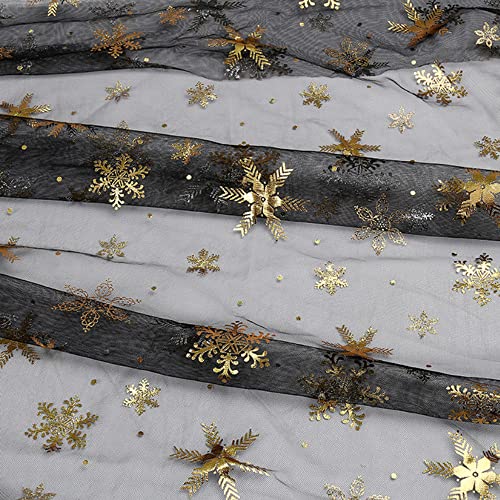 1m * 160cm Chiffon Stoff mit Schneeflocken Dekostoff Kostümstoff zum Nähen glitzernder Durchsichtig Stoff Tüll Pailletten-Stoff für DIY handgemachte Kleidung Hochzeit Kleid Dekoration-Schwarz Gold 1m * 160cm Chiffon Stoff mit Schneeflocken Dekostoff Kostümstoff zum Nähen glitzernder Durchsichtig Stoff Tüll Pailletten-Stoff für DIY handgemachte Kleidung Hochzeit Kleid Dekoration-Schwarz Gold von SYSUII